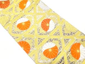 菊に籠目模様織出し袋帯